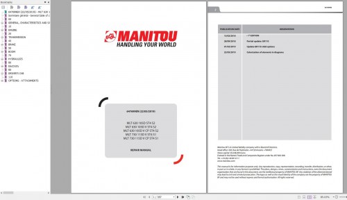 Manitou Telehandler MLT 630 MLT 730 105D 115D ST4 S2 S1 Repair Manual 647699EN 05 (1)