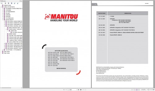 Manitou Telehandler MLT634 MLT732 MLT735 MLT741 MT932 MT1030 ST3B S1 S2 Repair Manual 647412EN 04 (1