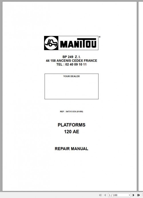 Manitou Work Platforms 120AE Repair Manual 547313EN 01 (1)