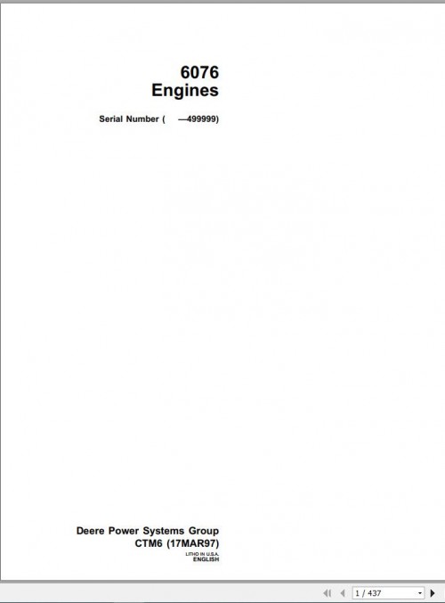 John Deere Engines 6076 Technical Manual CTM6 1