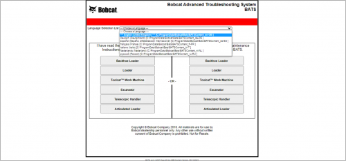 Bobcat BATS 01.2022 Advanced Troubleshooting System DVD 8