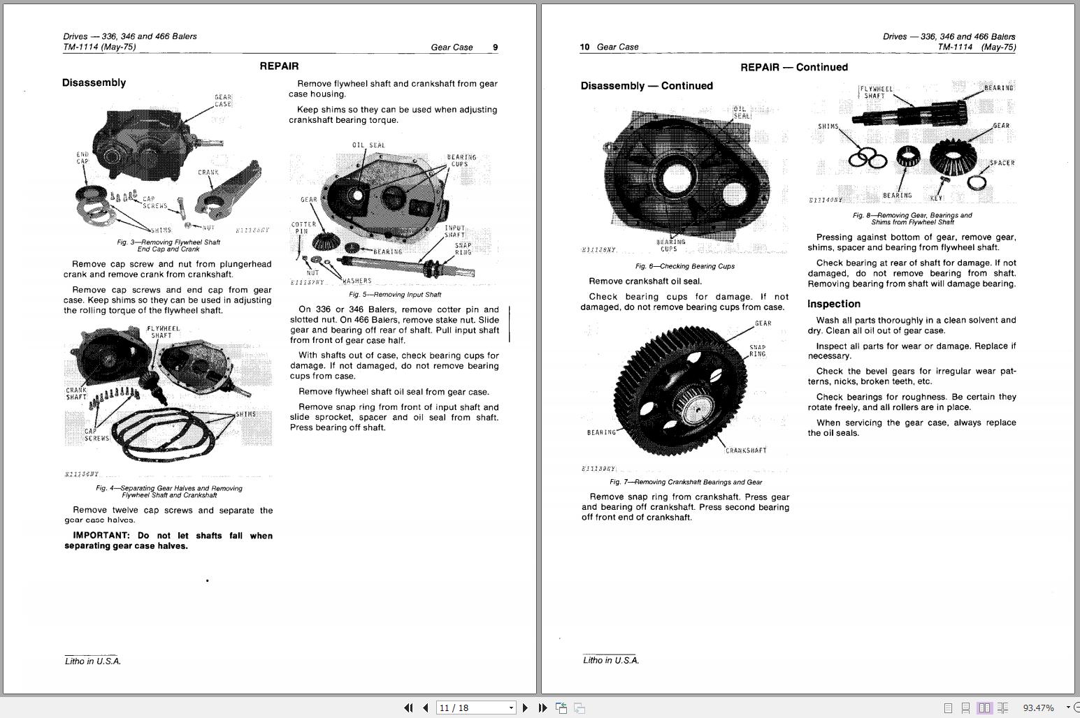 John Deere Baler Drives 336 346 466 Technical Manual TM1114 | Auto ...