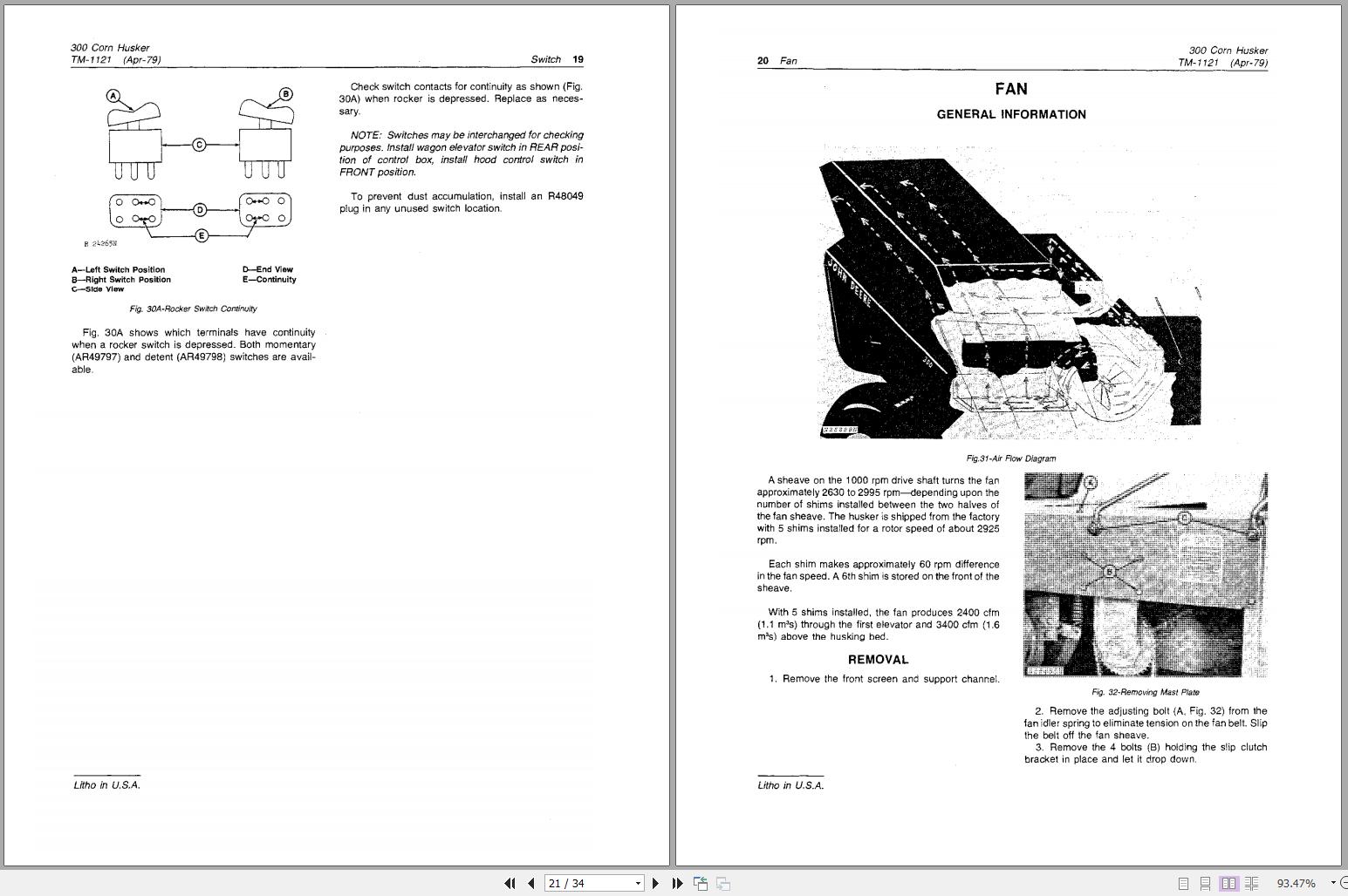 John Deere Husker Corn 300 Technical Manual TM1121 Auto Repair Manual