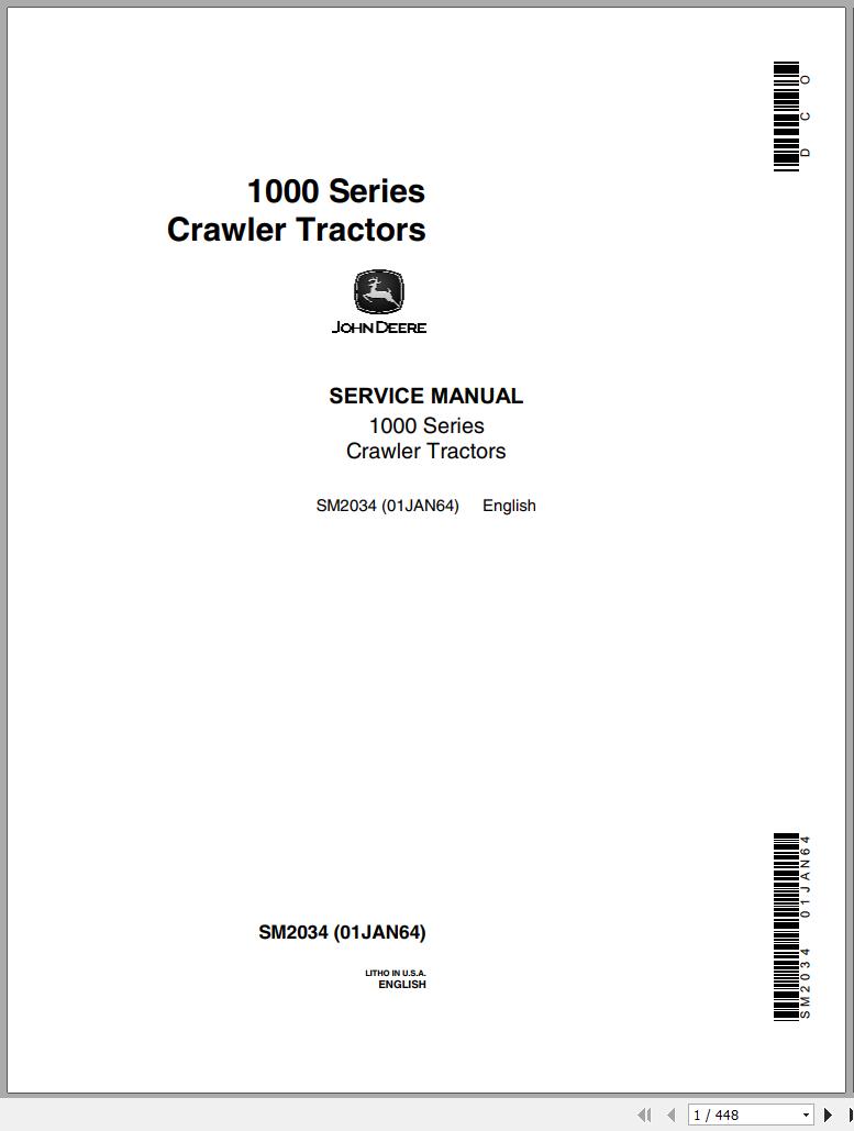 John Deere Tractors 1000 Series Service Manual SM2034 Auto Repair