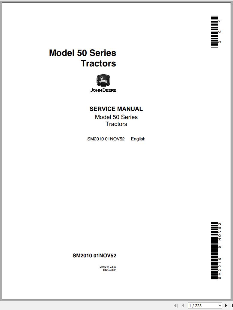 John Deere Tractors Model 50 Series Service Manual SM2010 | Auto Repair ...