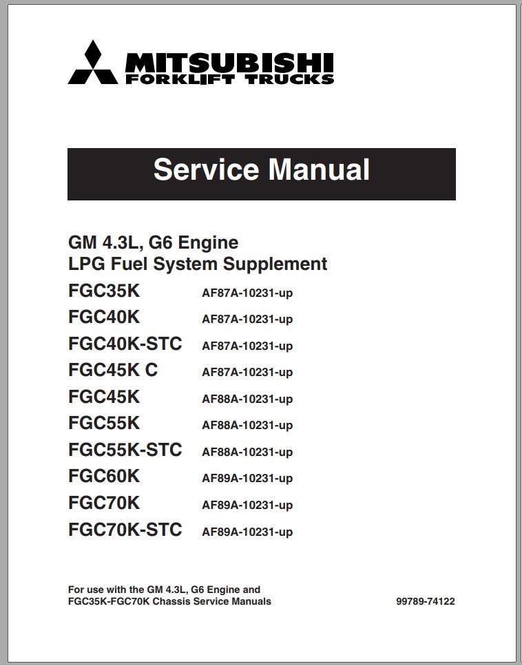 Mitsubishi Forklift FGC45K STC Schematic Operation & Maintenance ...