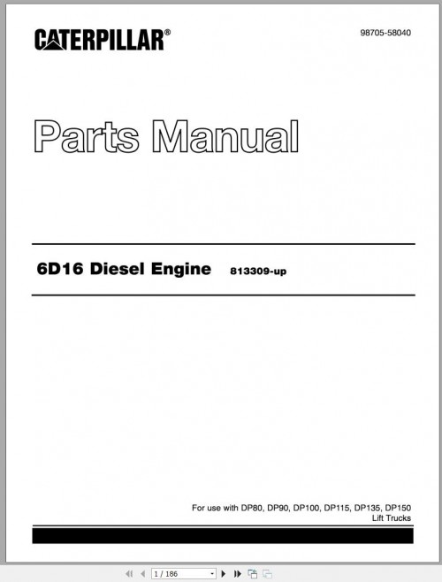 CAT Forklift DP80 DP90 DP100 DP115 DP135 DP150 Parts Manual PDF 1