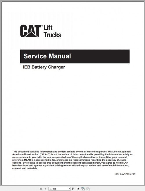 CAT Forklift IEB Battery Charger Operation & Maintenance Service Manual EN 2