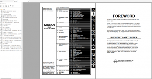 Nissan Leaf ZE0 SM16EA0ZE0U0 Workshop Manual & Circuit Diagram 08.2015 1