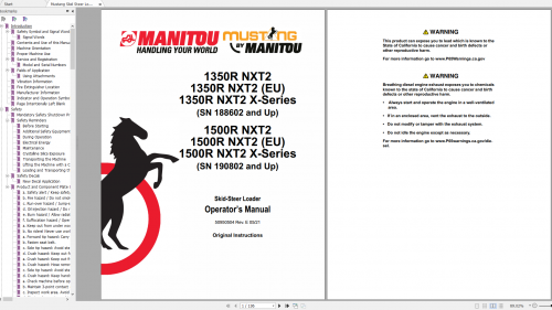 Mustang Heavy Equipment Skid Steer Loader Updated 2022 PDF Operators Manual 1