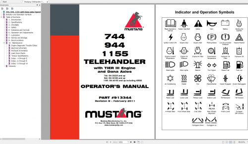 Mustang Heavy Equipment Telehandler Updated 2022 PDF Operators Manual 1