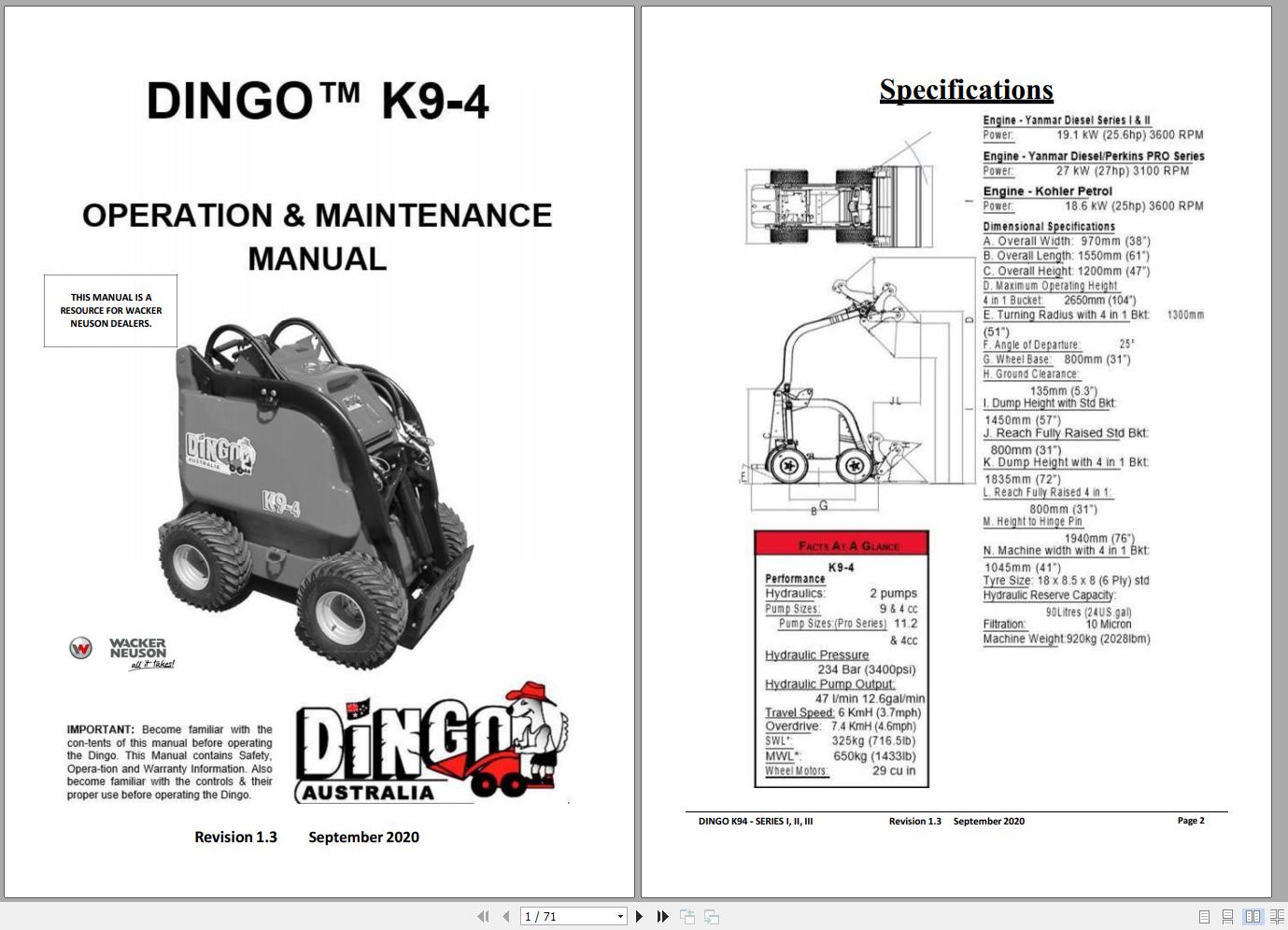 Wacker Neuson Dingo Mini Loader K94 Hydraulic Diaram, Operation ...