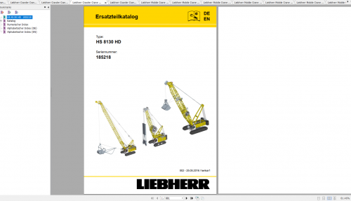 Liebherr Mobile Cranes, Crawler Cranes & Tower Cranes Spare Parts Catalog DVD 1
