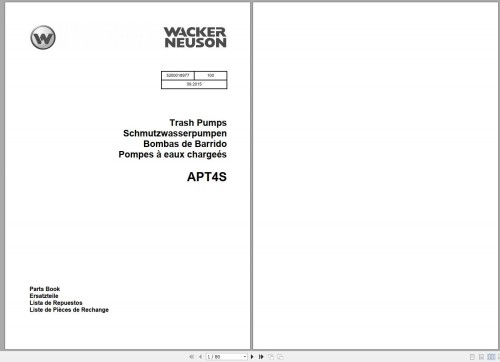 Wacker Neuson Pumps APT4 APT4S Base Diagram Maintenance Operators Parts Manual EN DE ES FR 2