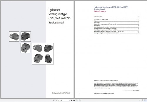 Sauer Danfoss OSPB OSPC OSPF Hydrostatic Steering Unit Service Manual 918357 1