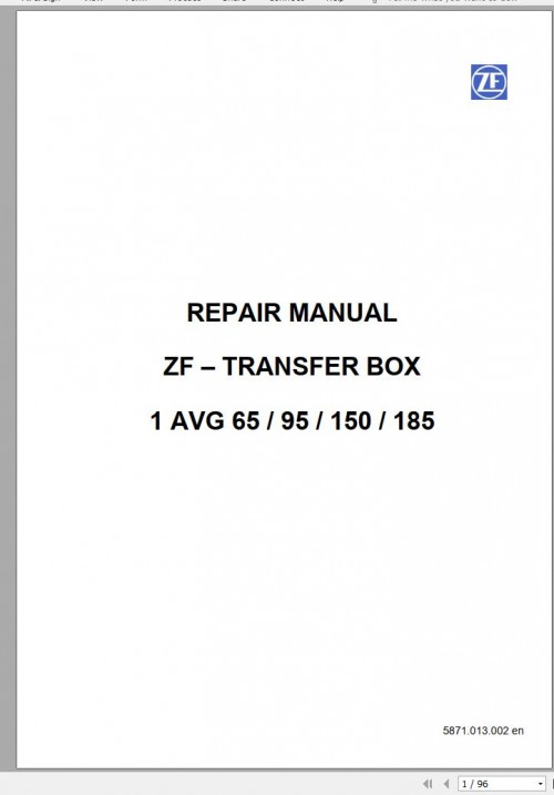 ZF Transfer Case 1 AVG 65, 95, 150, 185 Service Manual 50940523A (1)