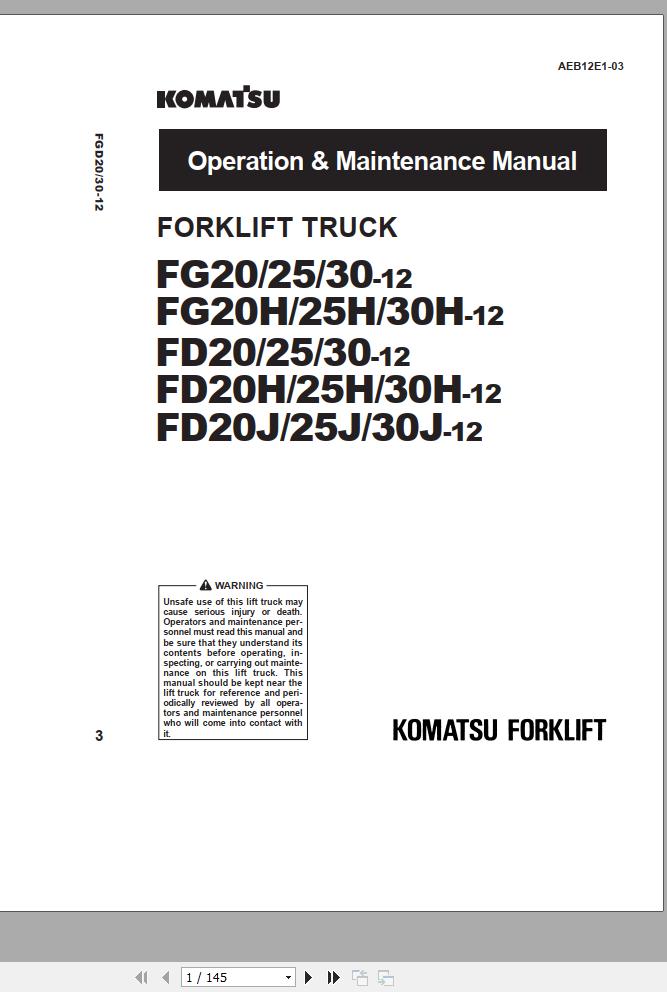 komatsu fg30 forklift service manual