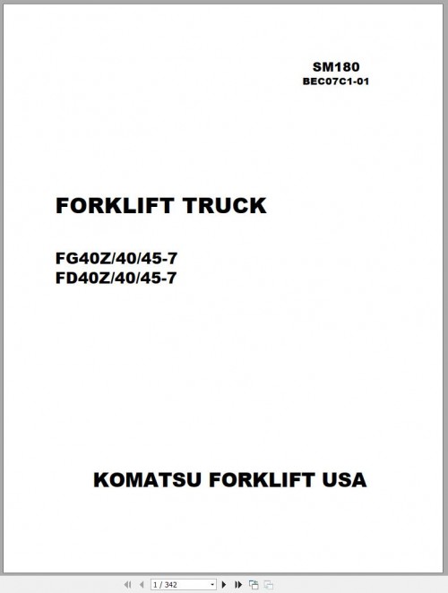 Komatsu Forklift Truck KFI CX Chassis Shop Manual SM108 BEC07C1 01 (1)