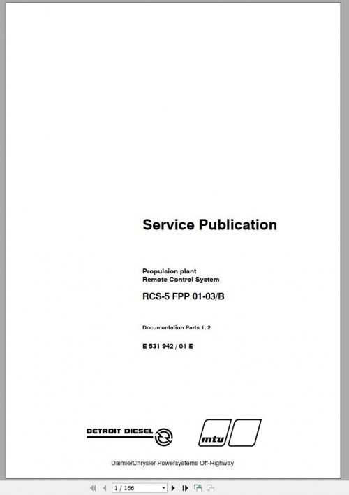 MTU Propulsion Plant Remote Control System RCS 5 FPP 01 03 B Service Publication E 531 942 01 E 2001