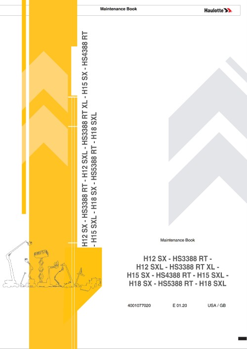 Haulotte Diesel Scissor Lift H12 H15 H18 HS3388 HS4388 HS5388 RT SX XL SXL Maintenance Book 40010770