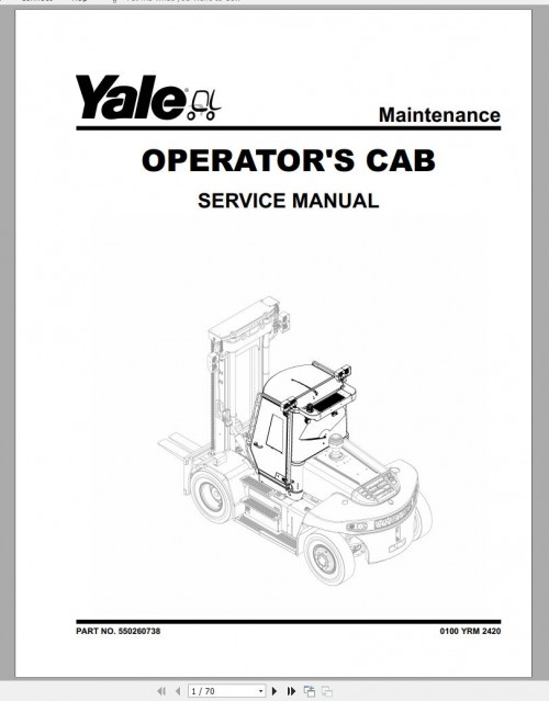 Yale Forklift Class 5 K876 GDP80 180EF Europe Service Manual 01.2022