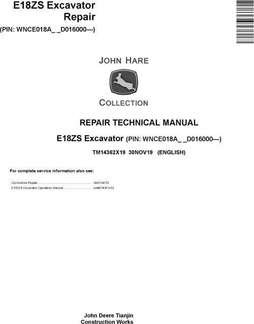 [JD CF] John Deere Excavator E18ZS Repair Technical Manual EN TM14362X19 (1)