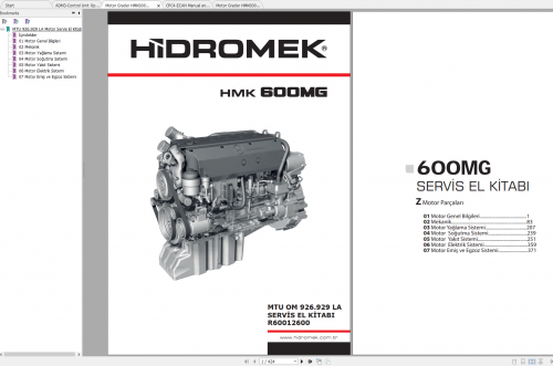 Hidromek Motor Grader HMK600MG & MTU Engine Service Manual 3