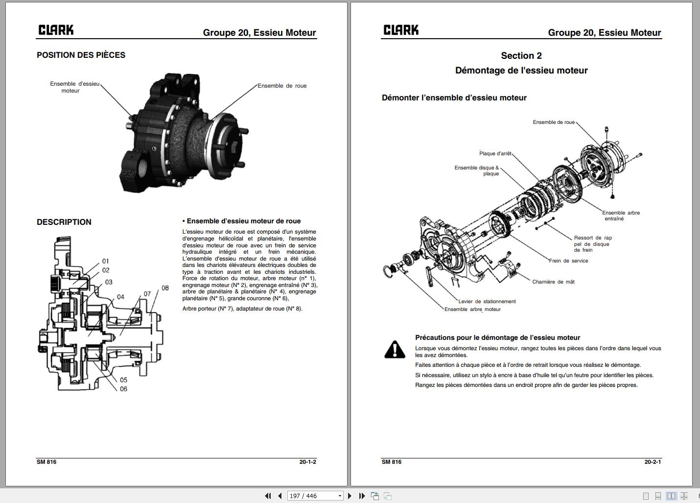 Clark Forklift GTX 16 18 20s 3 Wheels Service Manual 8076139 SM 816 12. ...