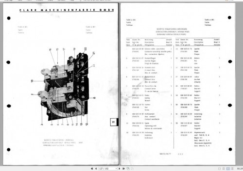 Clark Forklift TW 22 92 GEF 068 Parts Manual EN DE FR 1