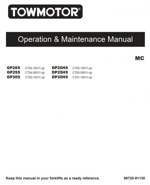 CAT Forklift GP30S Schematic, Service, Operation & Maintenance Manual 1