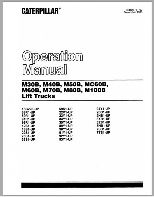 CAT Forklift M60B Service Manual 1