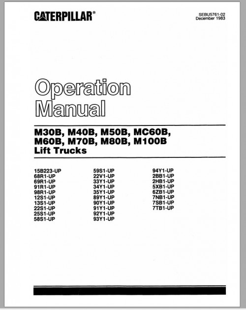 CAT Forklift M70B Service Manual 2