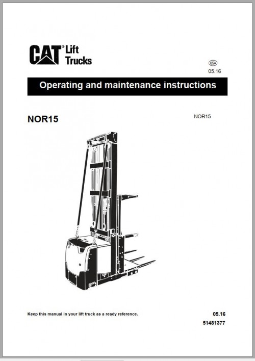 CAT Forklift NOR15 Operation & Maintenance Manual