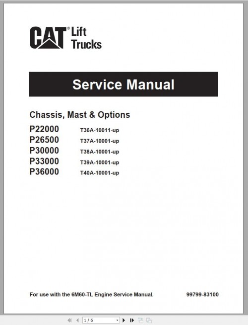 CAT Forklift P30000 Schematic, Service, Operation & Maintenance Manual 1