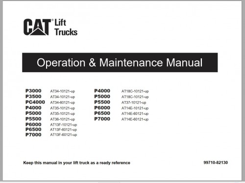 CAT Forklift PC4000 Schematic, Service, Operation & Maintenance Manual