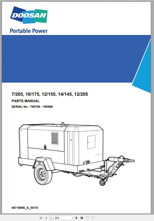 Ingersoll Rand Portable Compressor 7 205 Parts Manual 2019