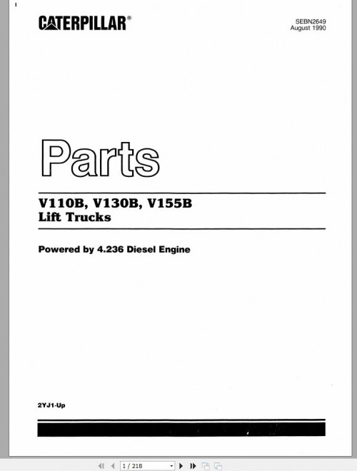 CAT Forklift V130B Spare Parts Manual