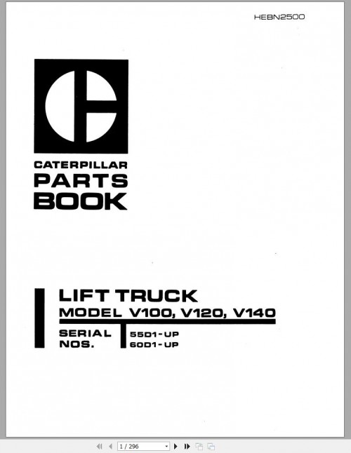 CAT Forklift V140 V150 Spare Parts Manual 1