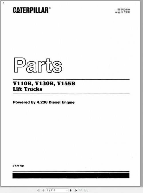 CAT Forklift V155B Spare Parts Manual