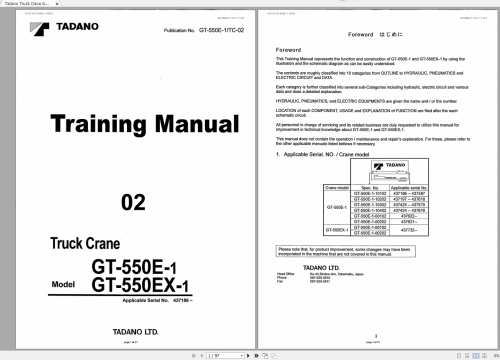 Tadano Truck Crane GT 550E 1 TC 02 Training Manual 1