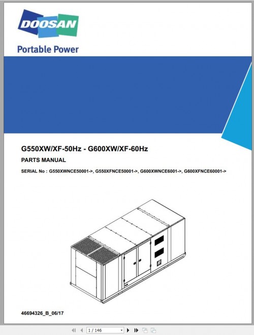 Ingersoll Rand Generator G600 Parts Manual 2017