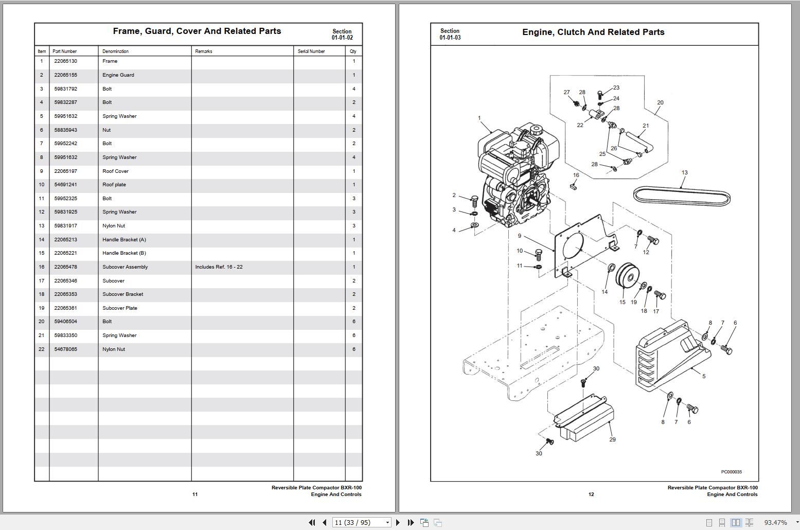 Ingersoll Rand Light Compaction BXR-100H Parts Manual 2013 | Auto ...