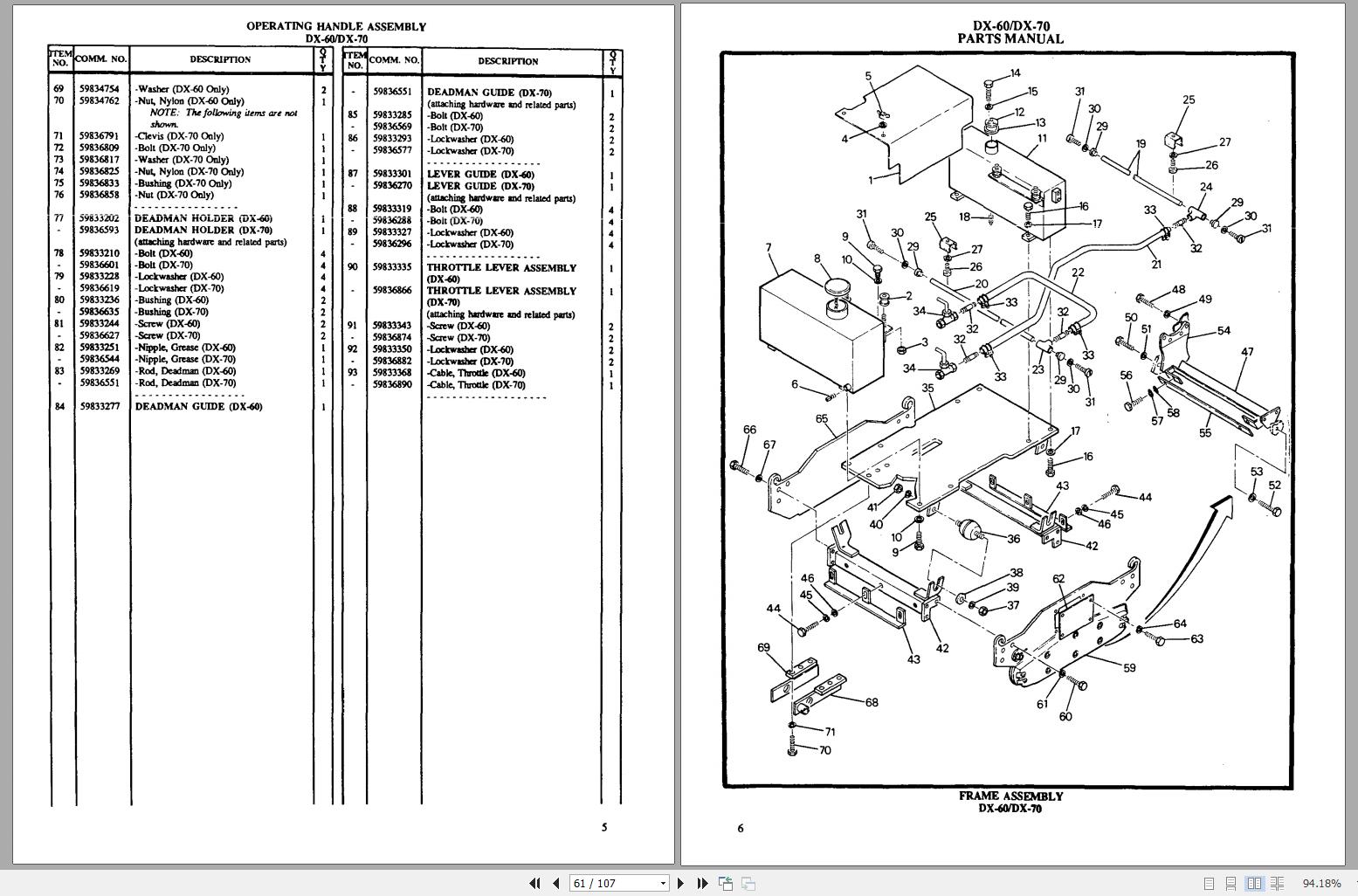 Ingersoll Rand Light Compaction DX-70 Parts Manual, Operating and ...