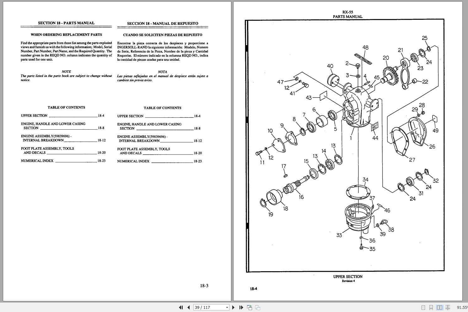 Ingersoll Rand Light Compaction RX-55 Parts Manual, Operating and ...