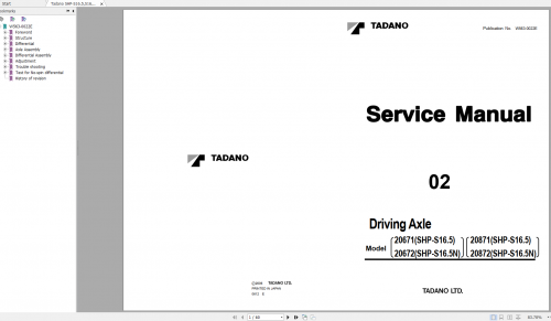 Tadano Rough Terrain Crane GR450XL 4 540294 Service Manual, Operation & Mainenance Manual 2