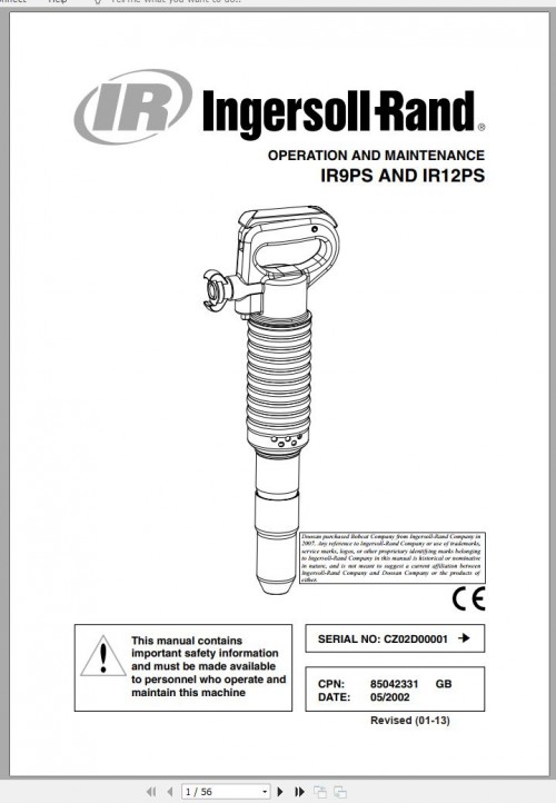 Ingersoll Rand Construction Tool IR12PS Operation and Maintenance Manual 2013