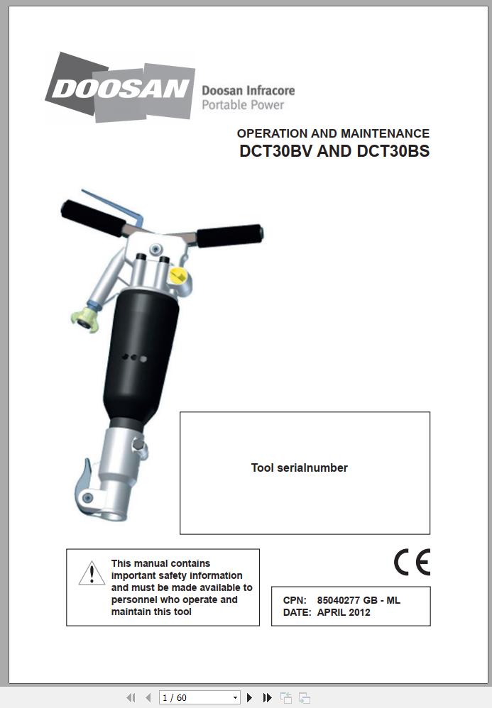 Ingersoll Rand Construction Tool IR30BV IR30BS Parts Manual, Operation ...