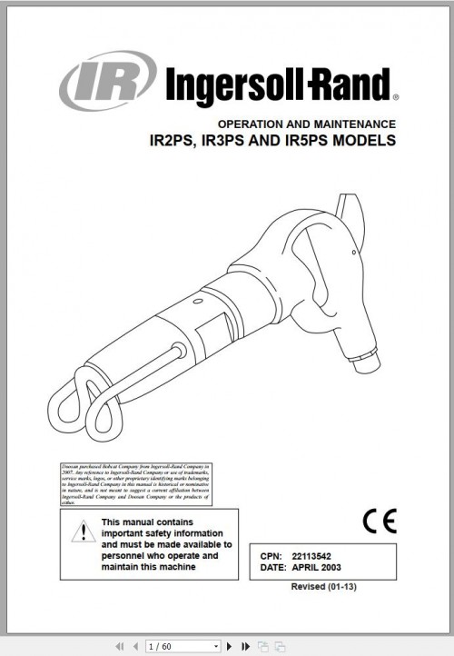 Ingersoll Rand Construction Tool IR5PS Operation and Maintenance Manual 2013