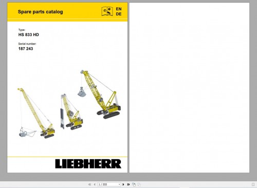 Liebherr Crane HS HSG Operating Manual Spare Parts Catalogue Technical Information DVD (0)