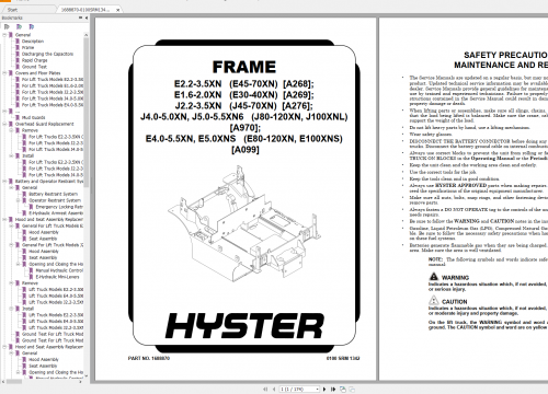 Hyster Electric Motor Rider Trucks A268 (E45XN, E50XN, E55XN, E60XN, E65XN, E70XN) Repair Manual 2